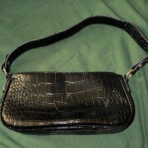 Elegant Black Embossed Shoulder Bag